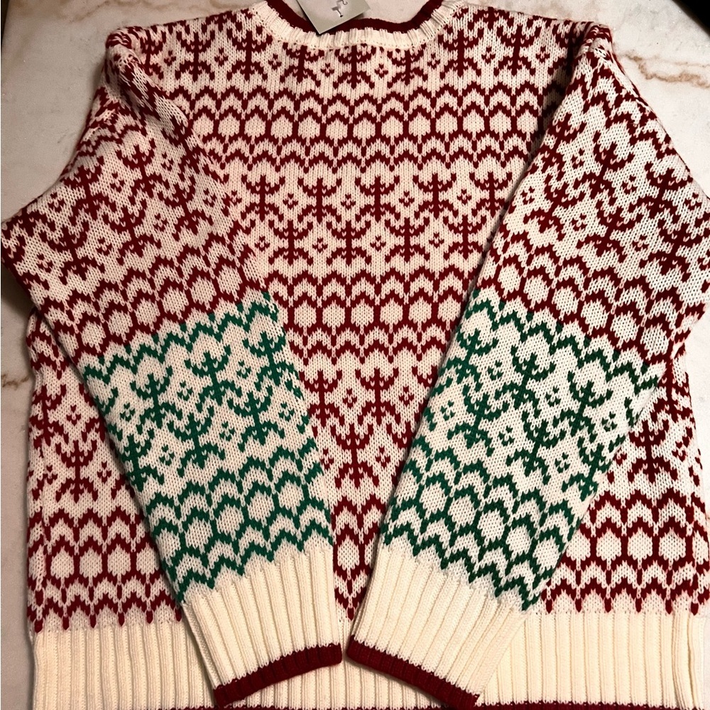 Karen Hart Red Green Holiday Crew Neck Knit Sweater New With Tags Women’s Size L - Picture 4 of 4